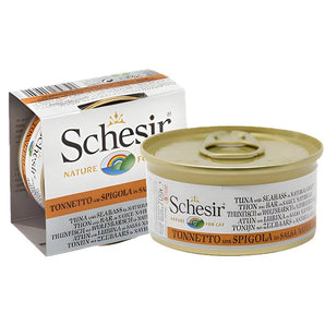 Schesir - Complementary Grain Free Wet Food for Adult Cats - Tuna with Seabass in Natural Gravy 70g