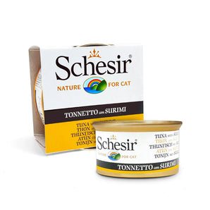 Schesir - Complementary Wet Food for Adult Cats - Tuna with Surimi 85g