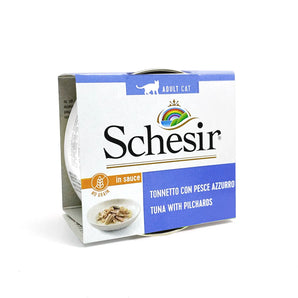 Schesir - Complete Grain Free Wet Food for Adult Cats - Tuna with Pilchards in Sauce 70g