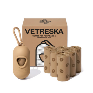 Vetreska - Coffee 膠囊拾便套裝 (1個膠囊拾便器 + 7卷拾便袋)