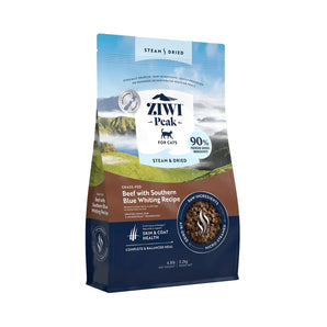 ZiwiPeak Steam & Dried Cat Food - Grass-fed Beef with Southern Blue Whiting Recipe