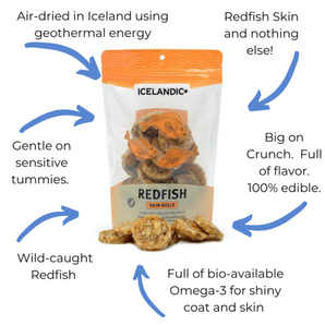 Icelandic+ Redfish Skin Rolls Dog Treat 3oz