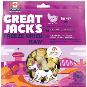 Great Jack's Freeze-Dried Raw Turkey Dog Treats 1oz