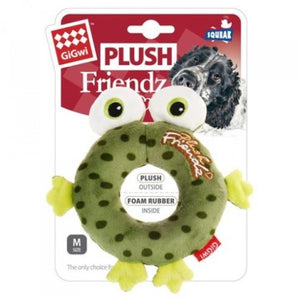 GiGwi - PLUSH FRIENDZ With Foam Rubber Ring and Squeaker - Frog